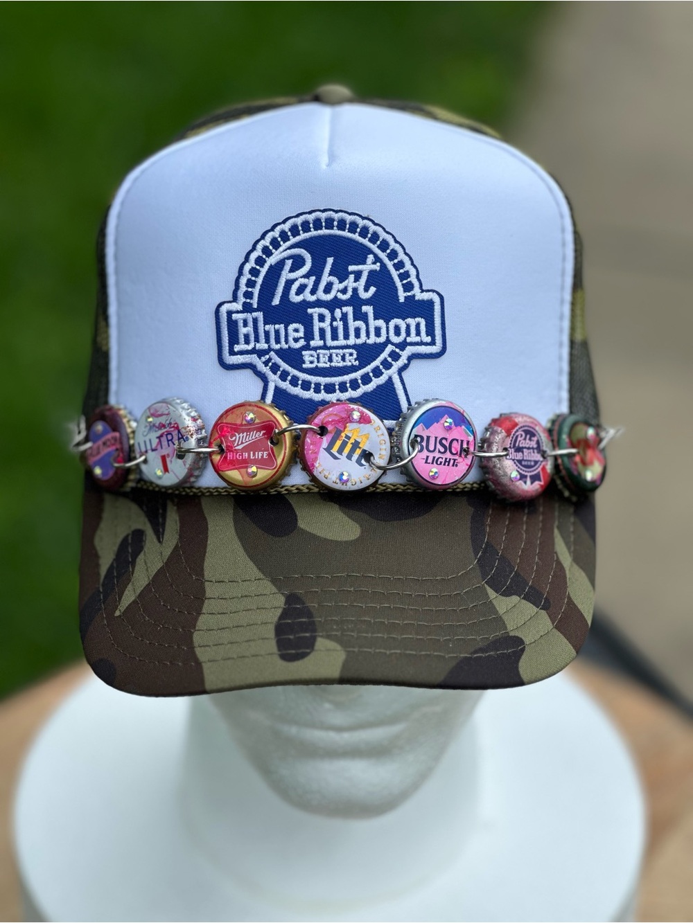 OTTO Camo Trucker Hat with White Front and Pink Accents